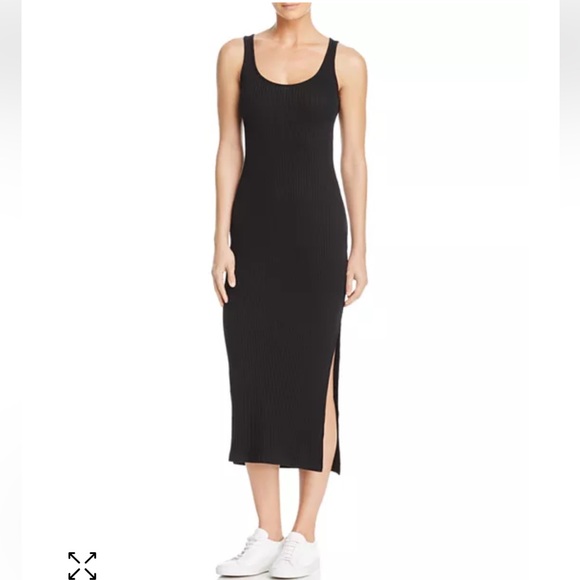 French Connection Tommy Navy Ribbed Midi Tank Dress Scoop Neck Bodycon Medium - Picture 1 of 11